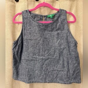 dip Linen Navy Tank Top